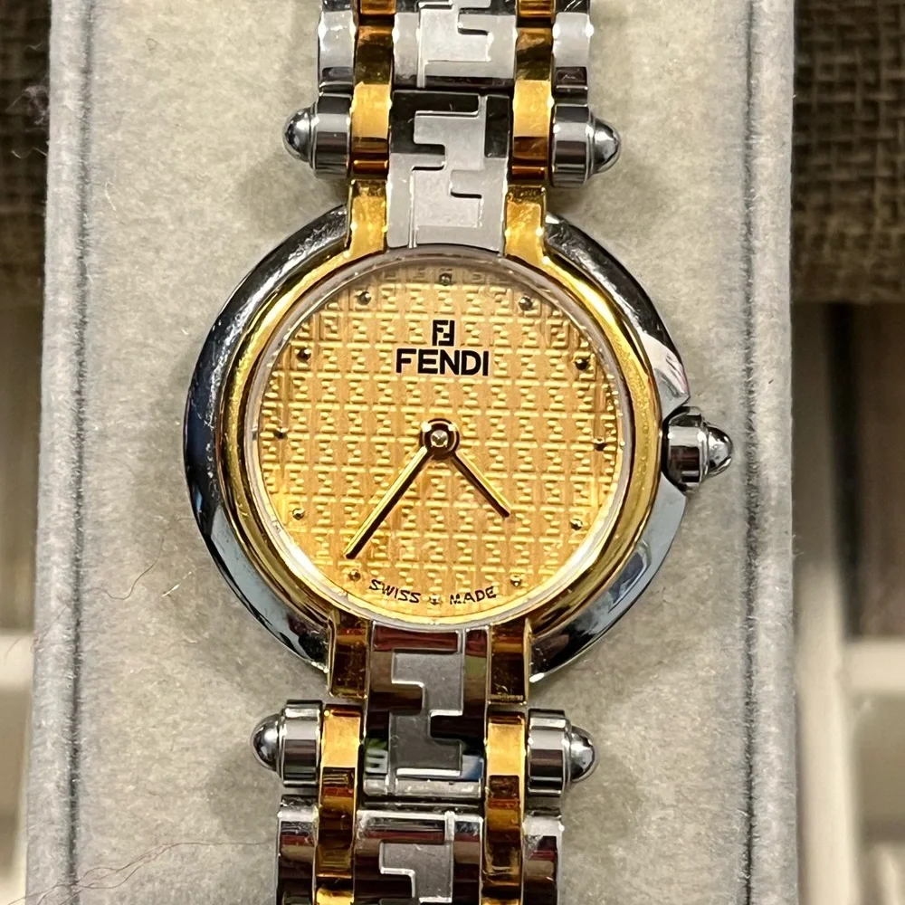 FENDI PRE-LOVED AUTHENTIC ‘ZUCCA’ 18K YELLOW GOLD-PLATED LUXURIOUS WATCH